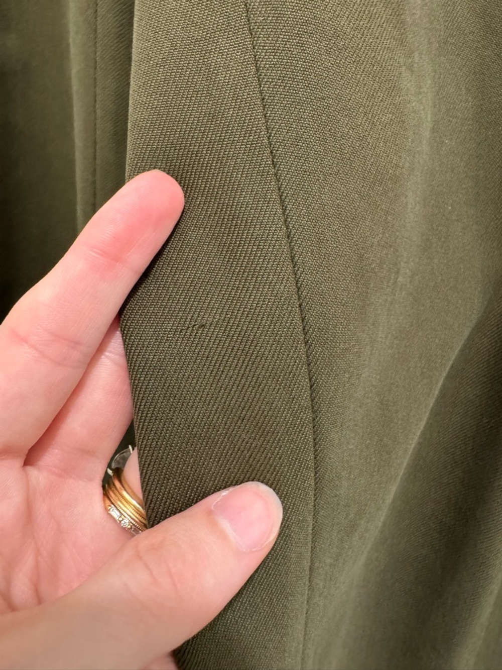 Lauren Ralph Lauren Silk Pants Olive Green Straight Leg Size 10 - Picture 9 of 9